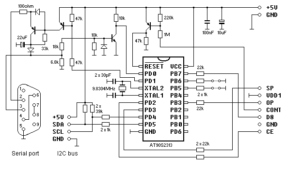 schemat interfejsu dla kalkulatora FX-602P